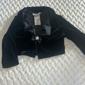 Little girls black velvet and satin formal coverup, size 7